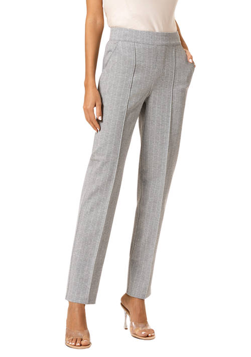 HUE  Womens Gray Pinstripe Pull On Trouser Pants